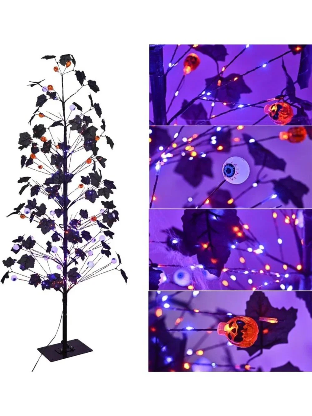 5FT Lighted Halloween Tree with 518 LED Twinkling Lights & Spooky Ornaments